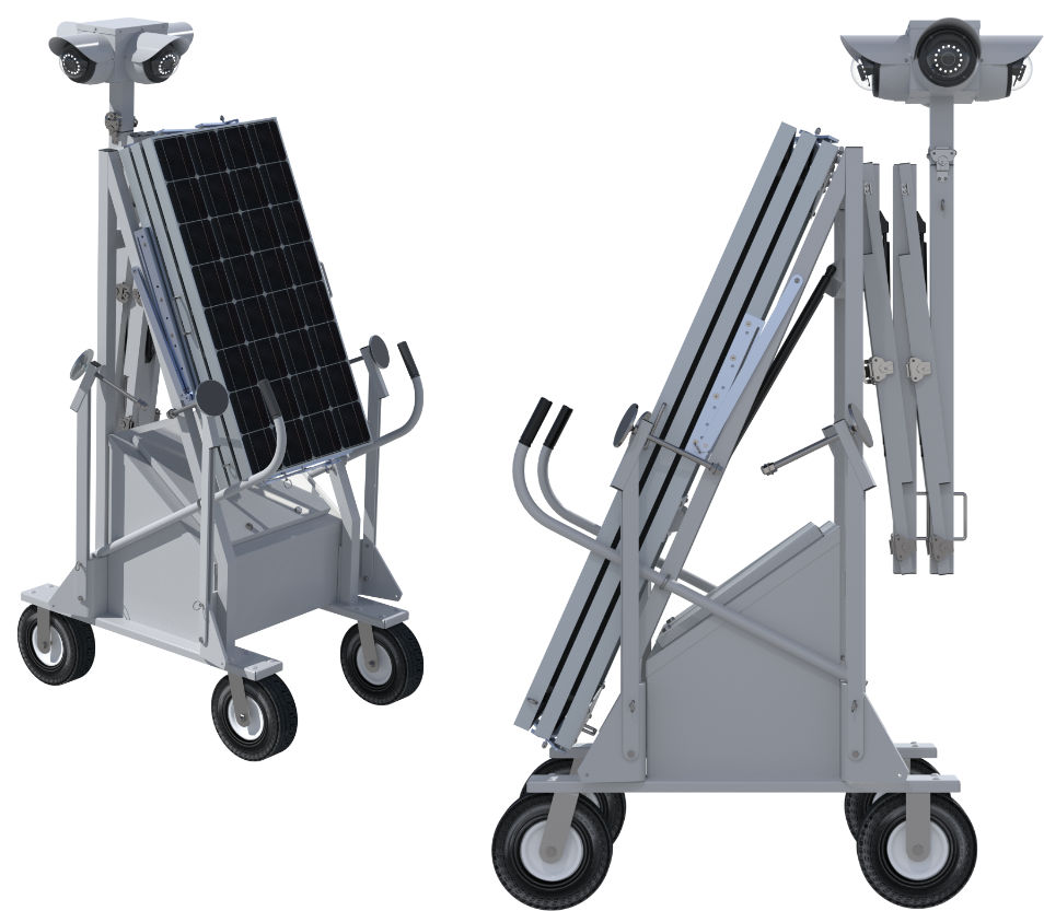 MMSS-300W Compact Powerhouse — solar-powered mobile surveillance trailer with 300W solar array
